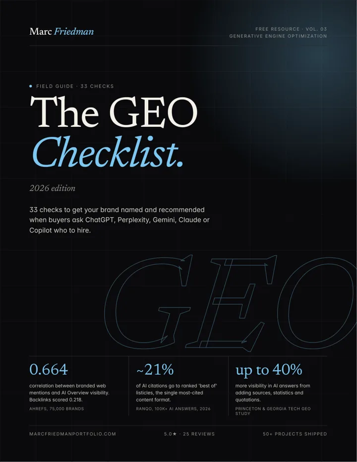 Cover of The GEO Checklist, 2026 edition